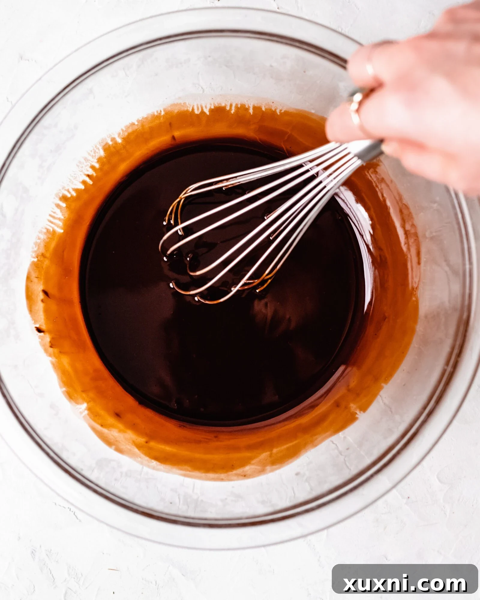 hand mixing chocolate 