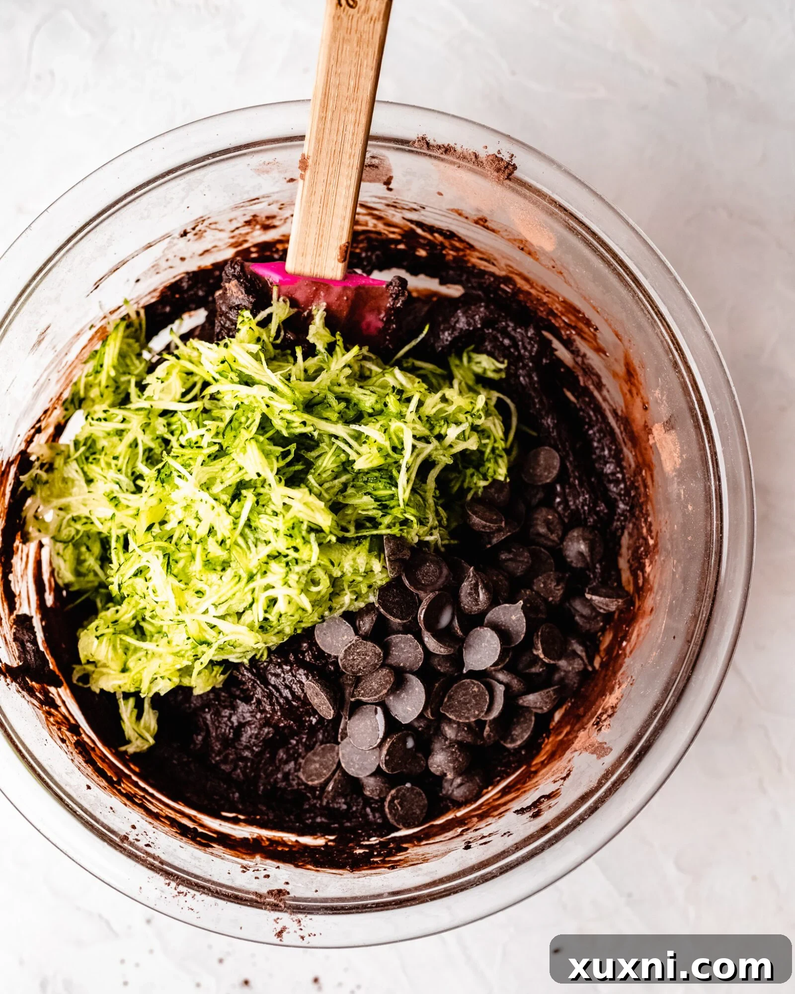 zucchini added to brownie batter