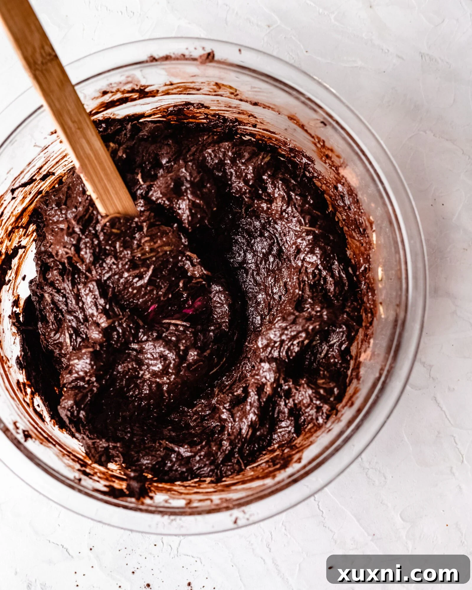 zucchini brownie batter mixed