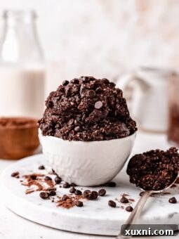 Healthy Edible Brownie Batter (Gluten Free Vegan!) - A close-up of the finished batter.