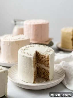 A vibrant assortment of five vegan mini cakes in various delightful flavors.