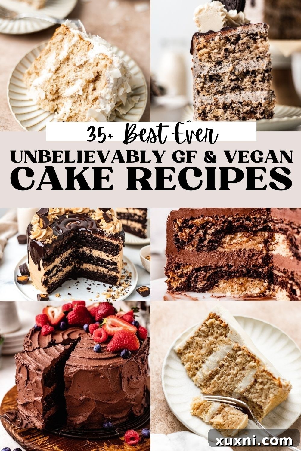 35 Delicious Vegan Cake Recipes Everyone Will Love 7 A vibrant collection of BEST Vegan Cake Recipes, including gluten-free options, displayed beautifully