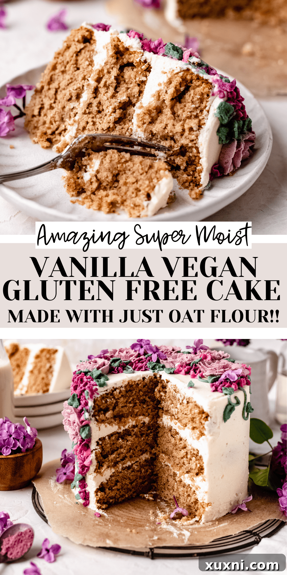Amazing Vanilla Vegan Gluten Free Cake (Just Oat Flour)