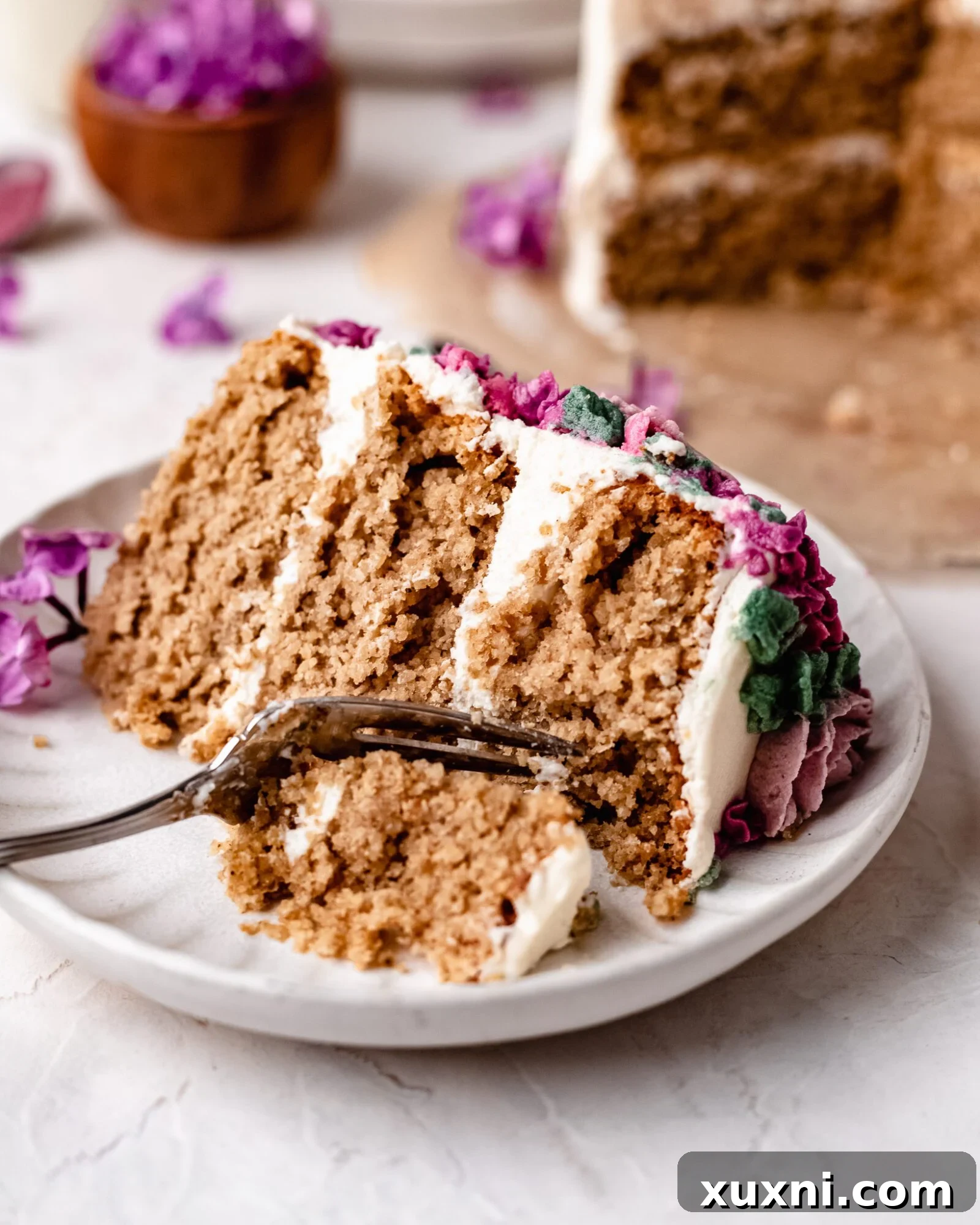 sliced vegan vanilla cake