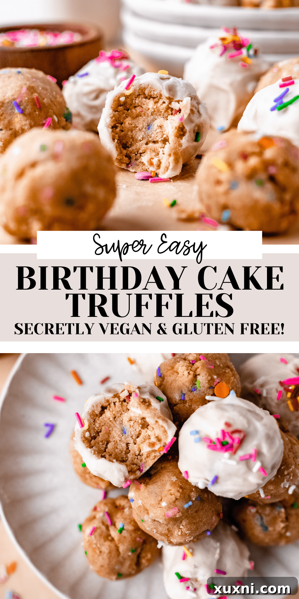 Easy Birthday Cake Truffles (Vegan + Gluten Free!)