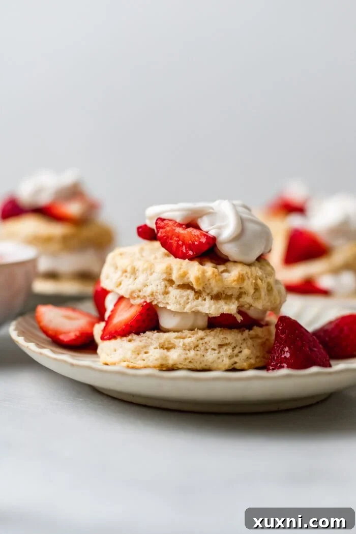 vegan strawberry shortcake on a plate