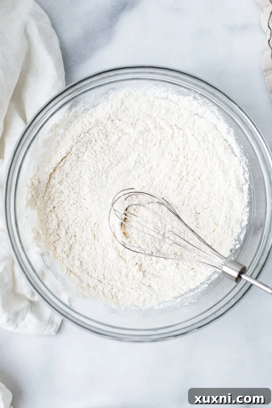 dry ingredients whisked together in a bowl
