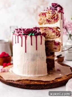 Amazing White Chocolate Raspberry Cake (Vegan + Eggless!)