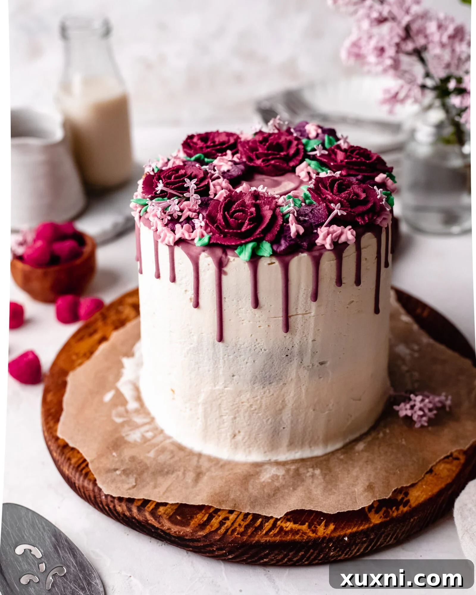 white chocolate cake decorated