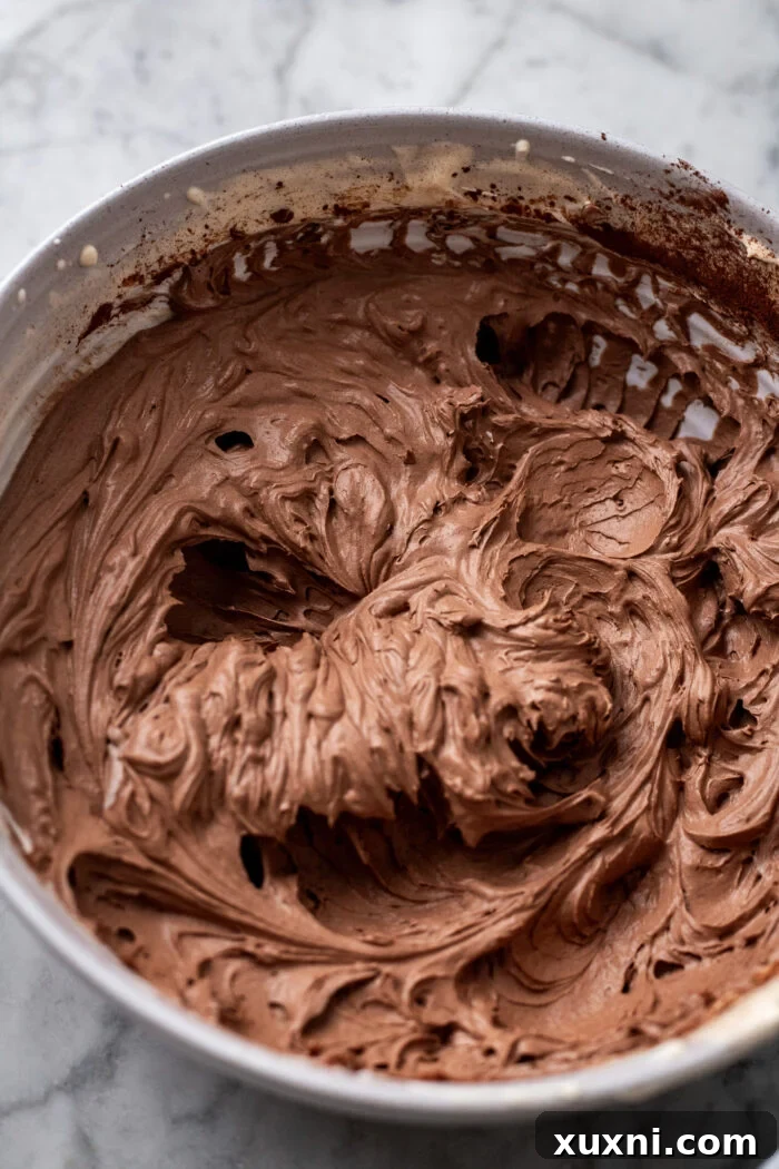 Effortless Plant-Based Gluten-Free Ice Cream Cake 11 The fifth step: the second bowl filled with rich, dark chocolate ice cream mixture, perfectly infused with cocoa.