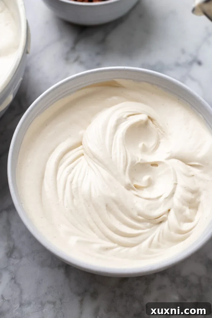 Effortless Plant-Based Gluten-Free Ice Cream Cake 10 The fourth step: one bowl containing the luscious vanilla ice cream mixture, perfectly flavored and smooth.