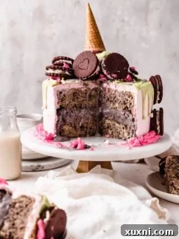 slice of vegan mint Oreo ice cream cake