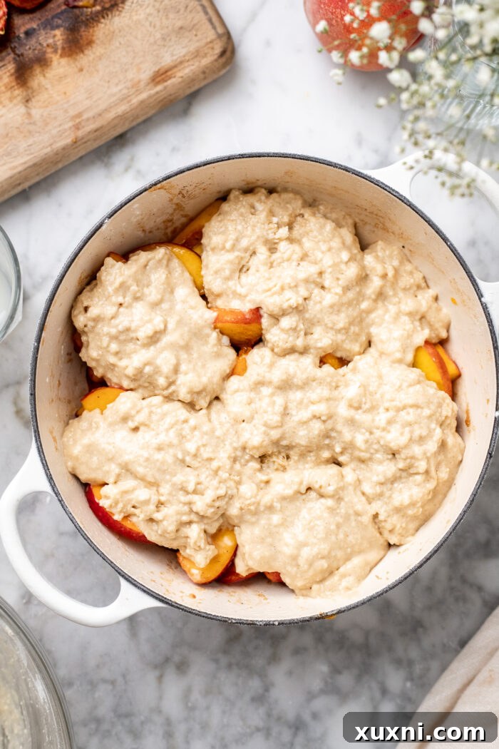 peach cobbler before roasting