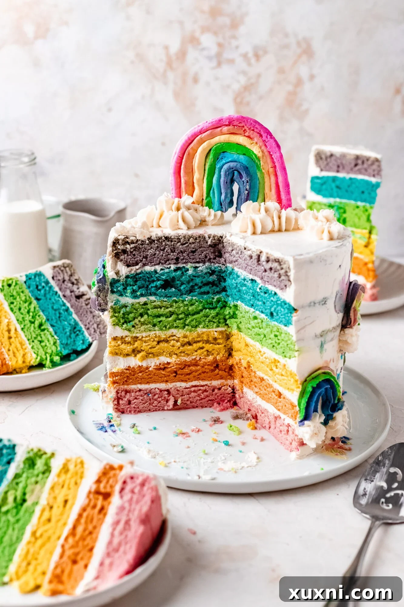 Easy Homemade Rainbow Cake (Vegan!)