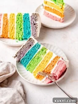 sliced rainbow cake