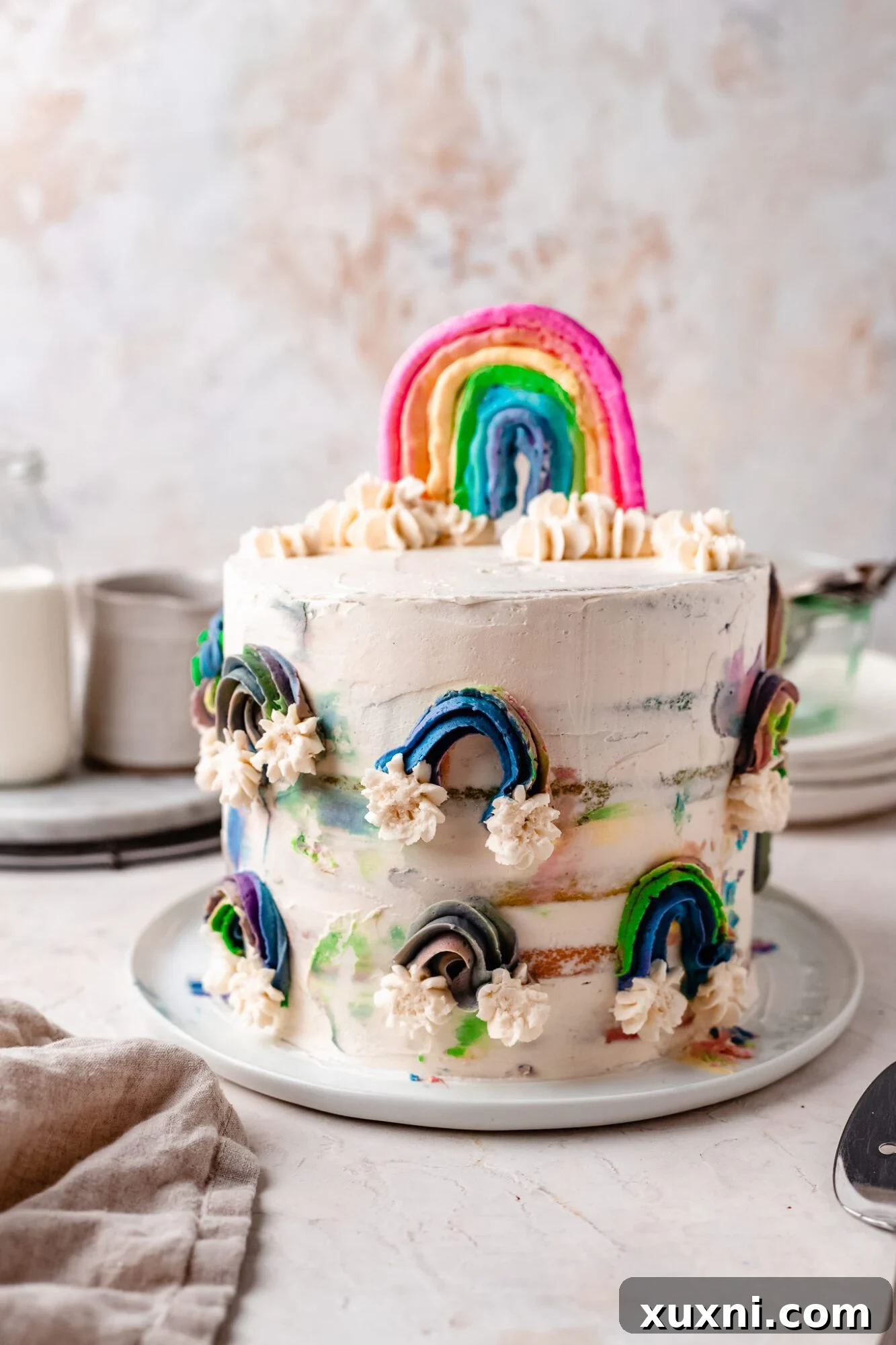 decorated rainbow cake