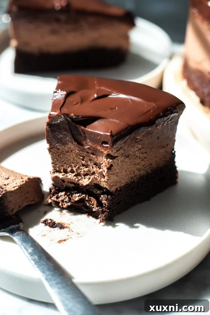 chocolate mousse cake sliced 