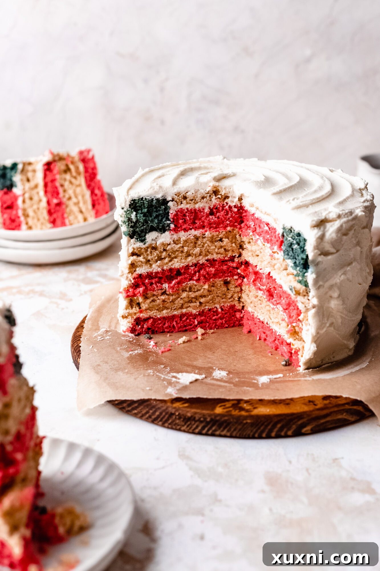 Bake a Vegan American Flag Cake 7 sliced fourth of july cake