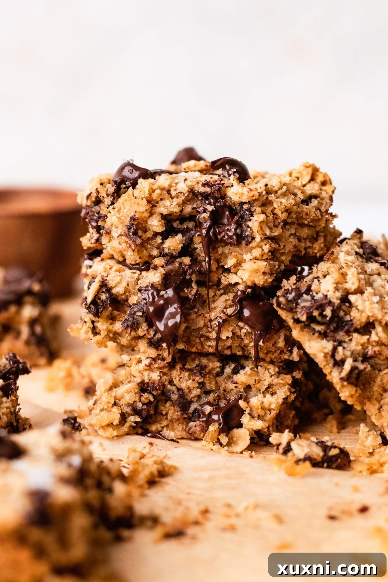 stack of oatmeal chocolate chip bars