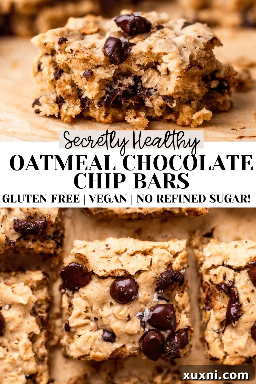 Healthy Oatmeal Chocolate Chip Bars (Vegan + Gluten Free)