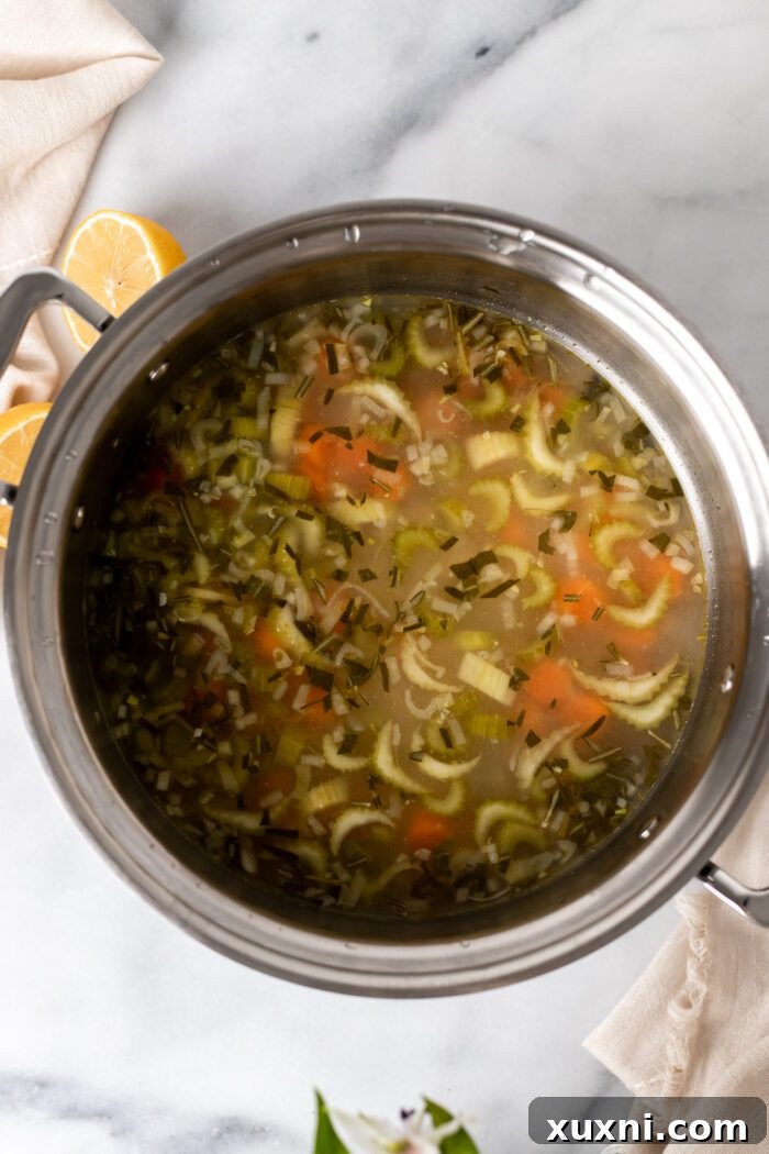 vegan white bean soup in a pot