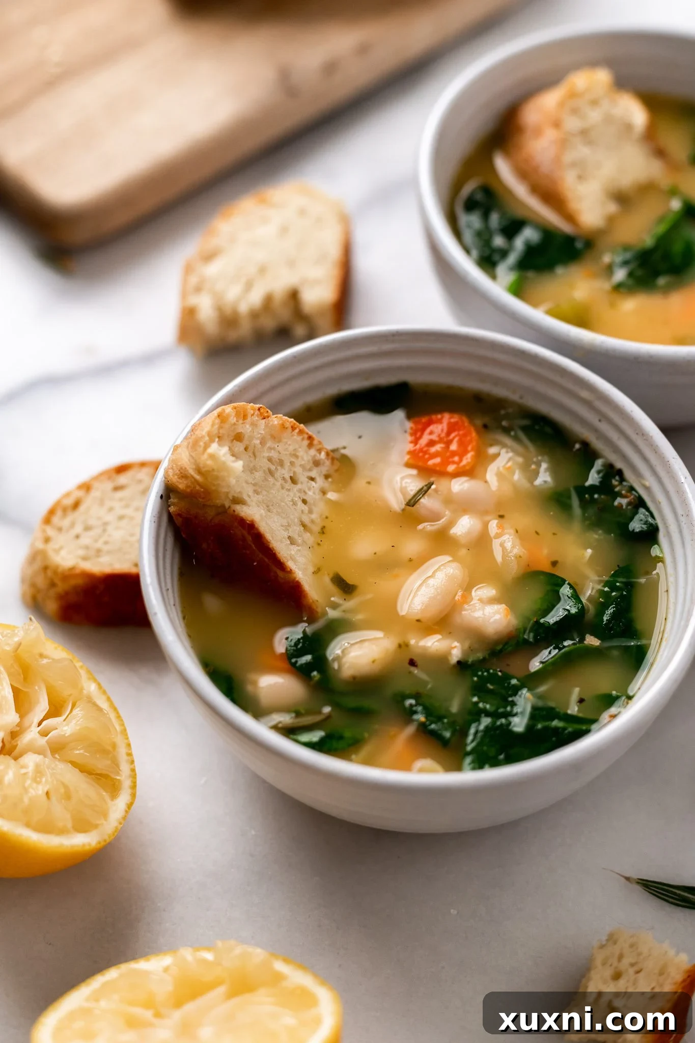 close up of white bean coup