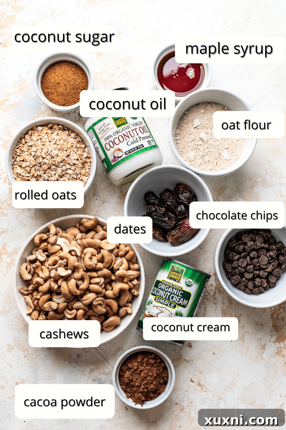 Ingredients for chocolate chip cookie dough cheesecake