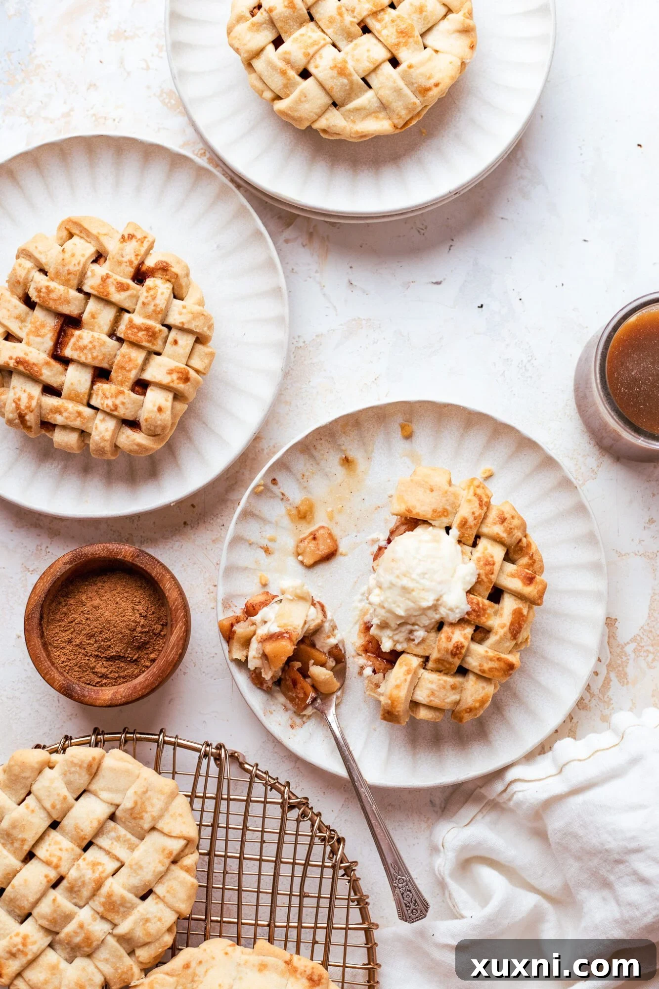 Quick and Easy Vegan Gluten Free Mini Apple Pies 3 plates of mini apple tarts