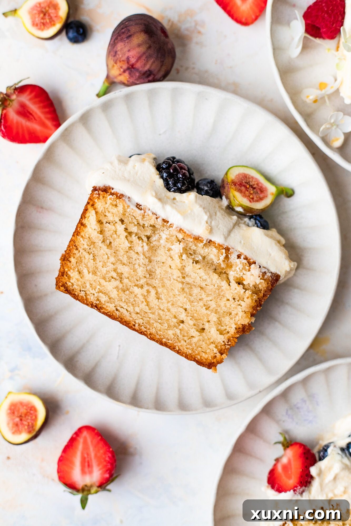 Sliced Vanilla Pound Cake on a Plate
