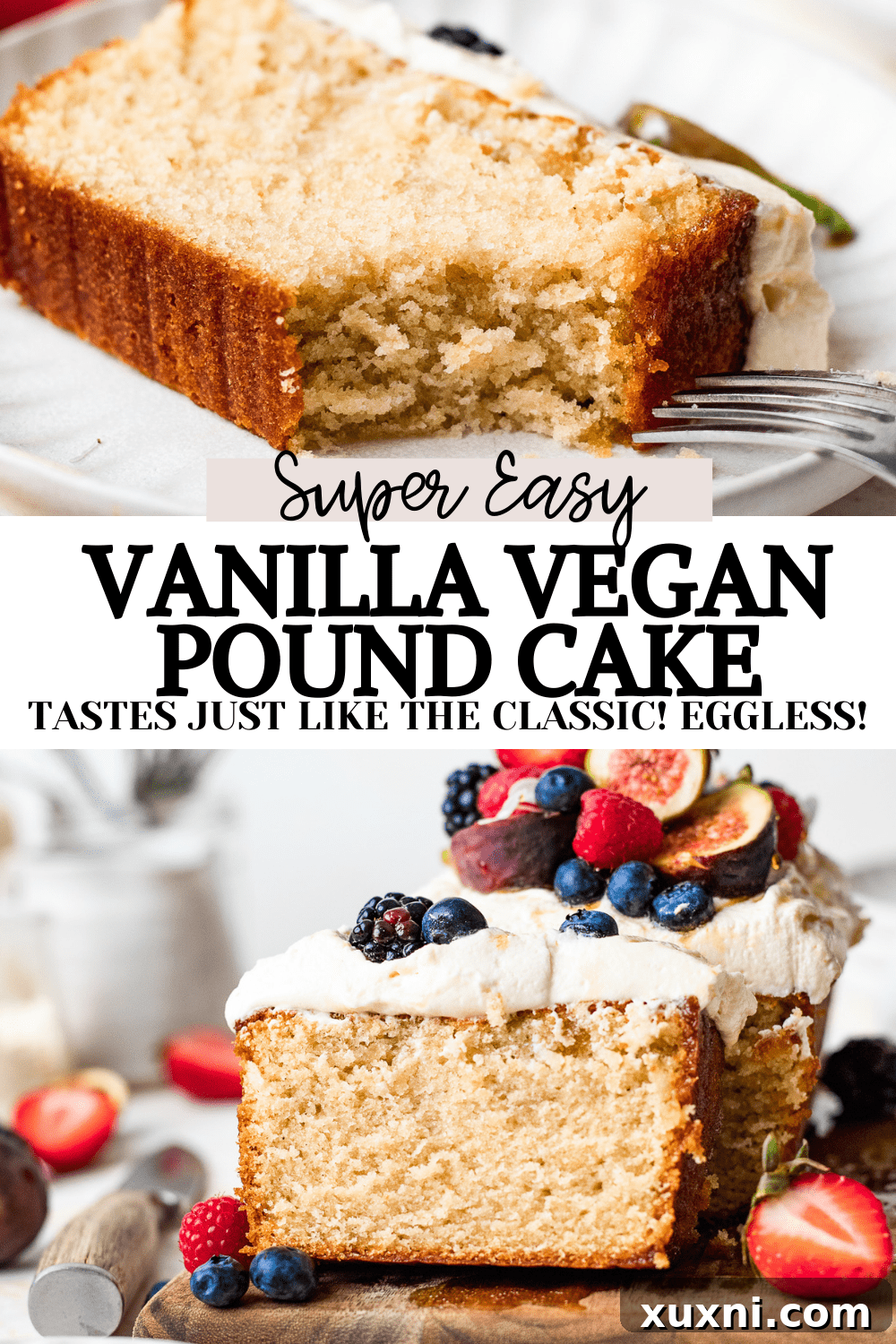 Best Ever Classic Vegan Pound Cake (Gluten Free option) Pinterest Pin