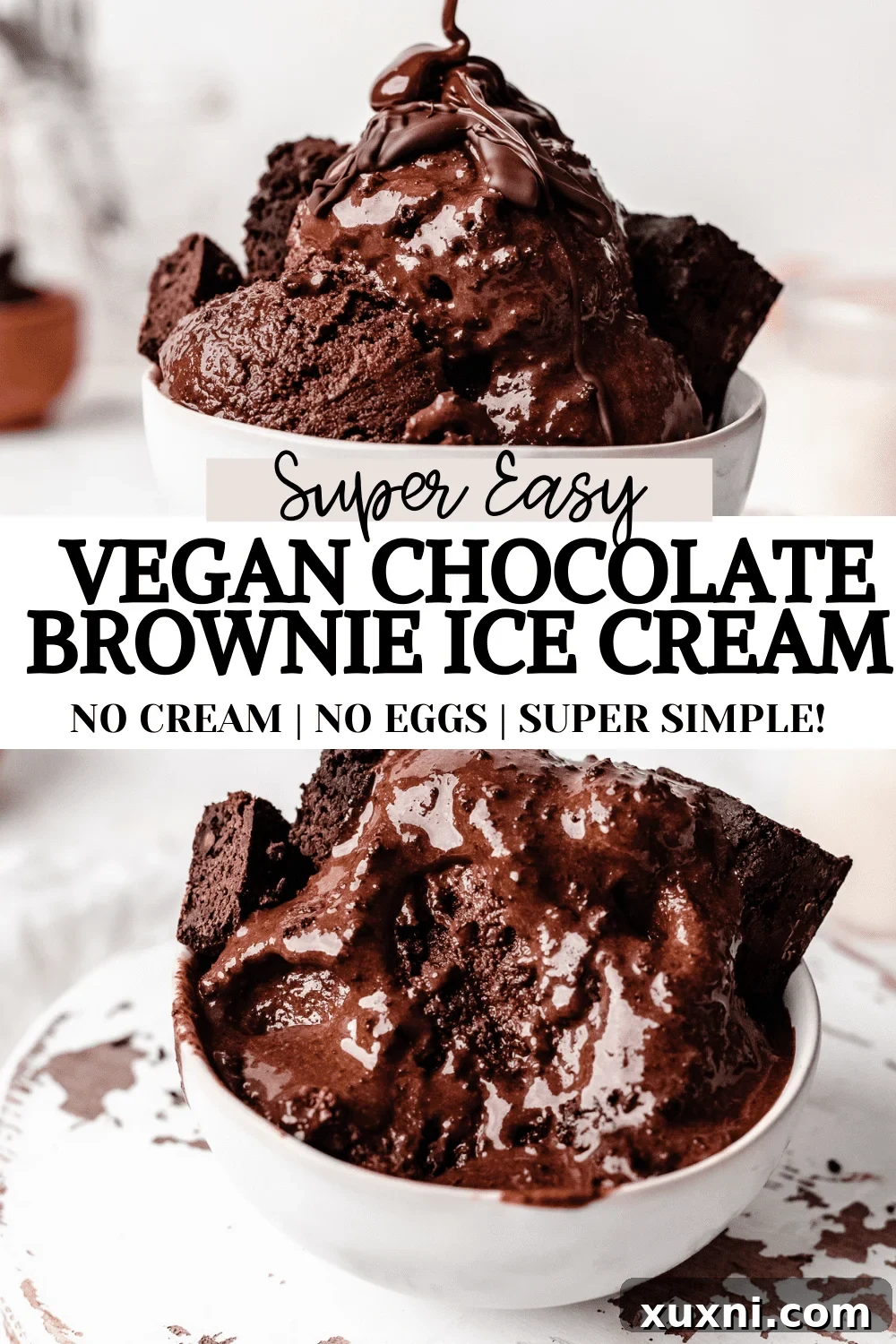Easy Homemade Chocolate Brownie Ice Cream (vegan!)