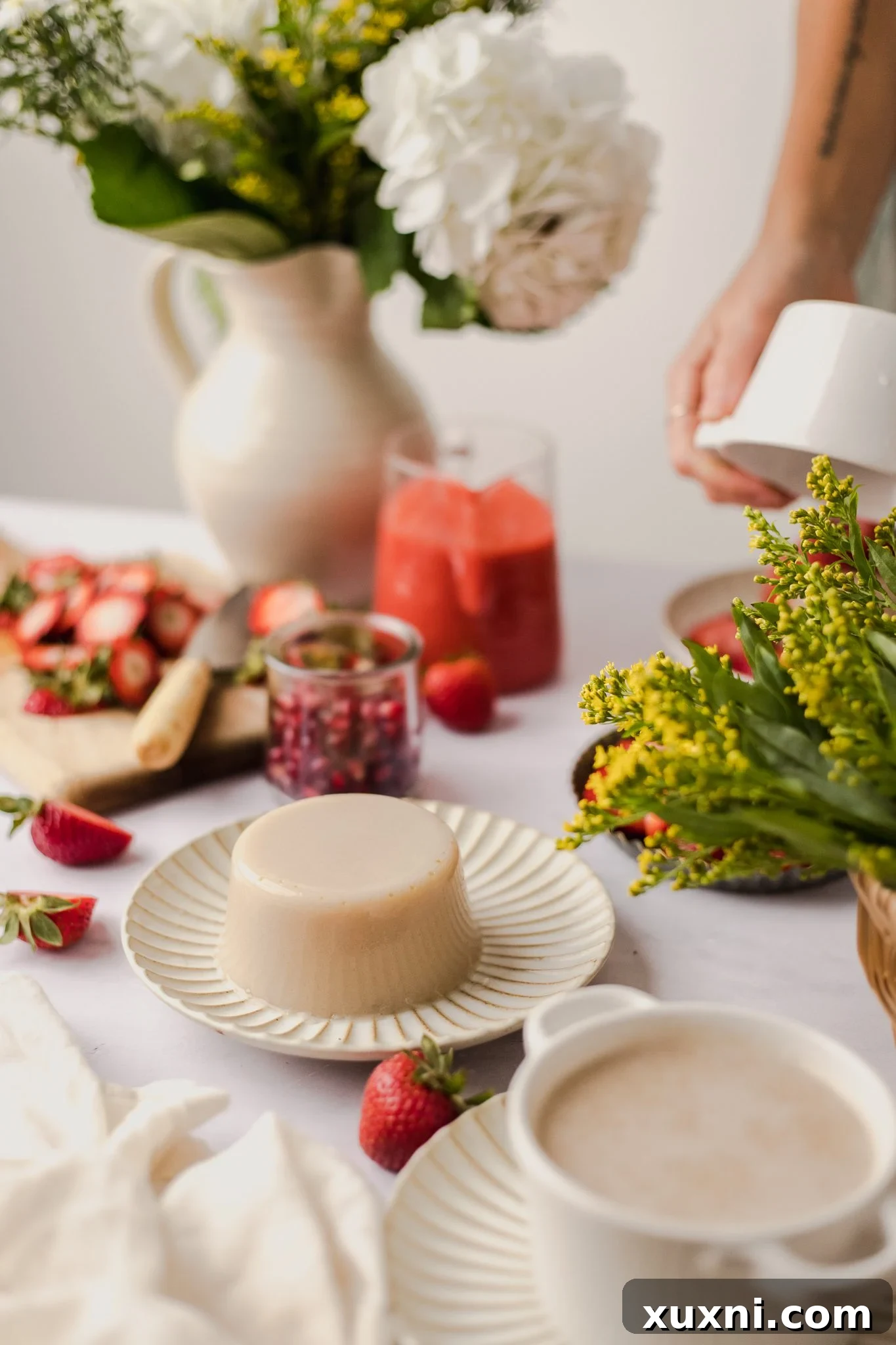 plated vegan panna cotta