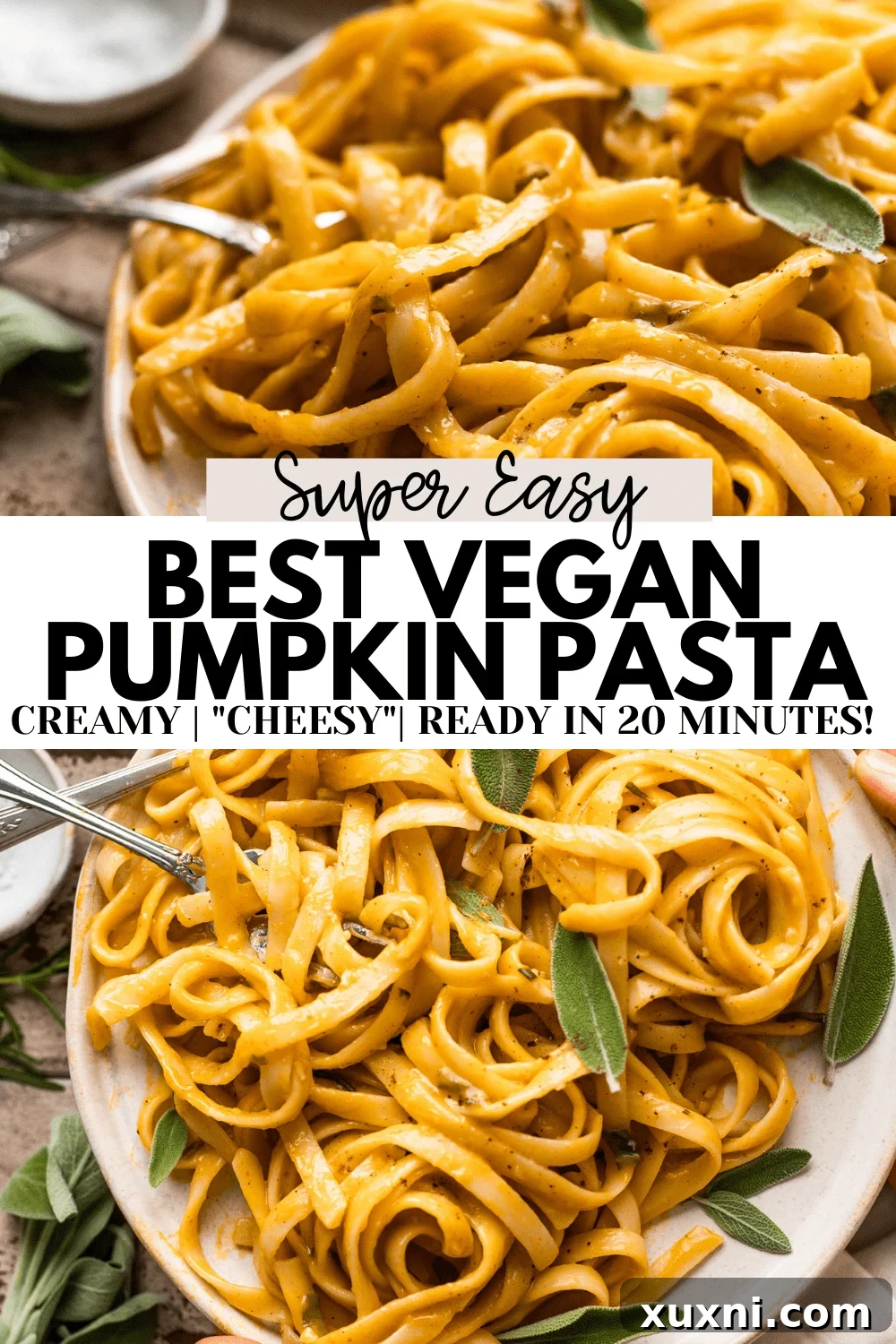 Best Vegan Pumpkin Pasta Recipe (Ready in 20 minutes!) - Pinterest graphic