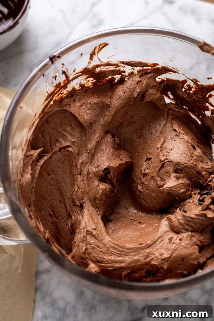 Cheesecake batter after chocolate and cocoa powder have been mixed in