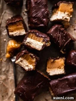 Homemade vegan Twix bars, ready for a delicious treat.