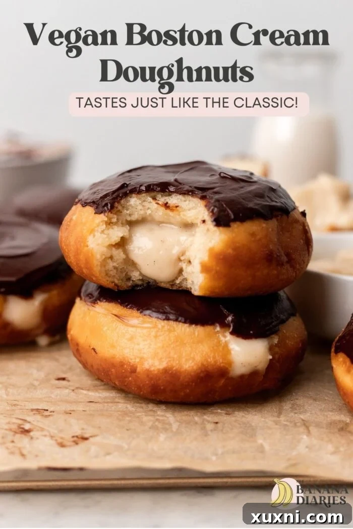 Decadent and Easy Vegan Boston Cream Doughnuts 19 vegan Boston cream doughnuts pin