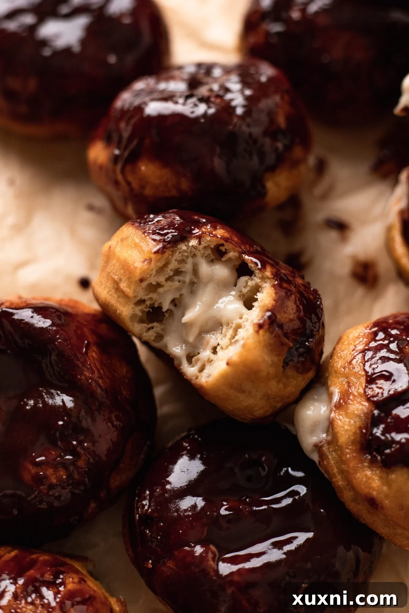 Decadent and Easy Vegan Boston Cream Doughnuts 4 close up of vegan custard filling