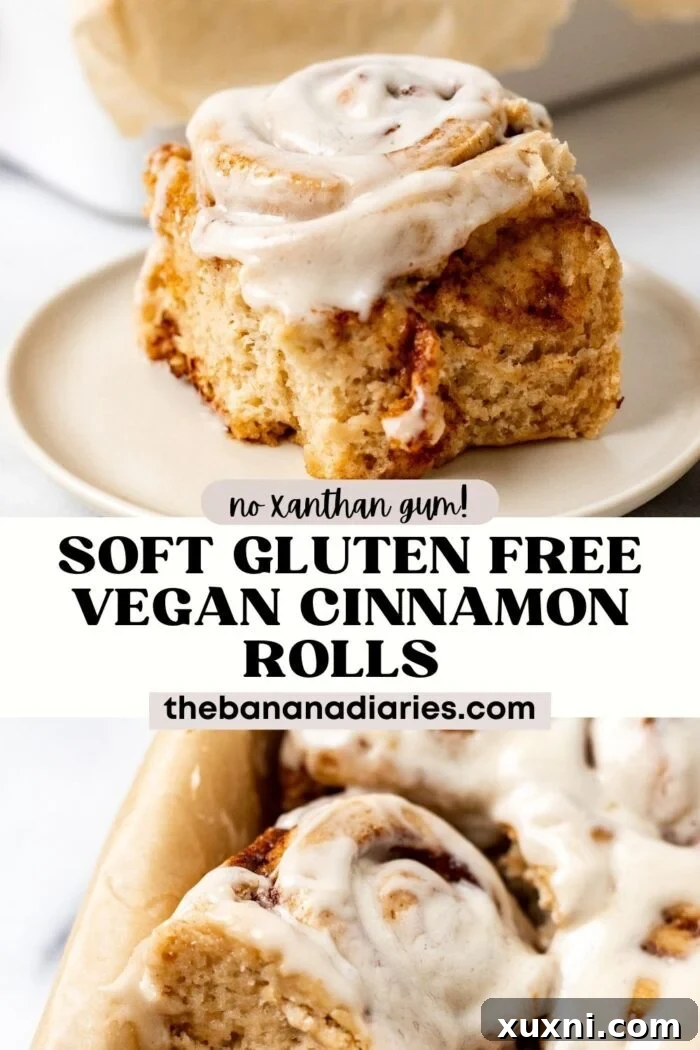 Easy, Plush & Soft Gluten Free Vegan Cinnamon Rolls (No Xanthan Gum!) pinterest pin
