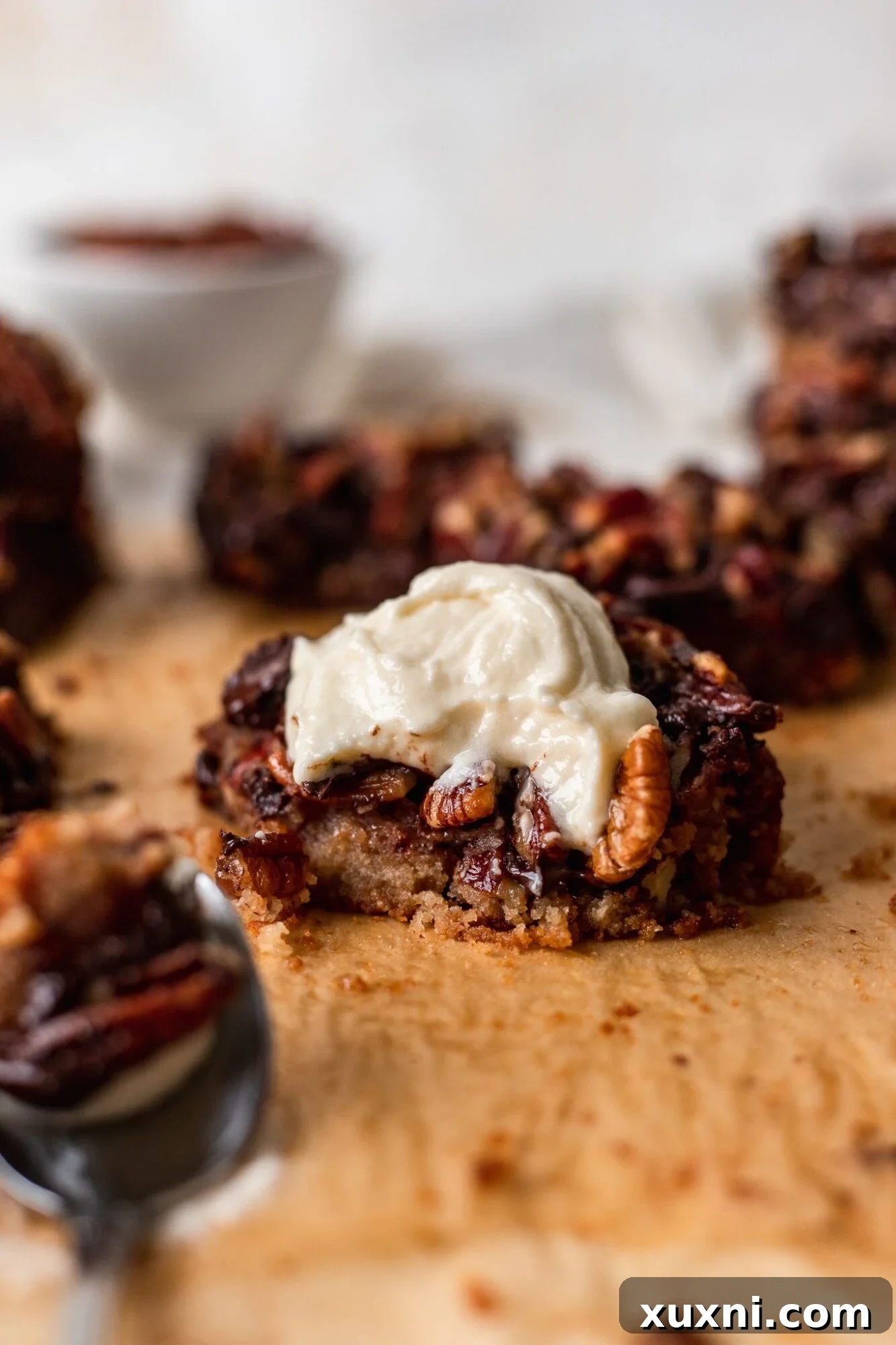 bitten chocolate pecan pie bar