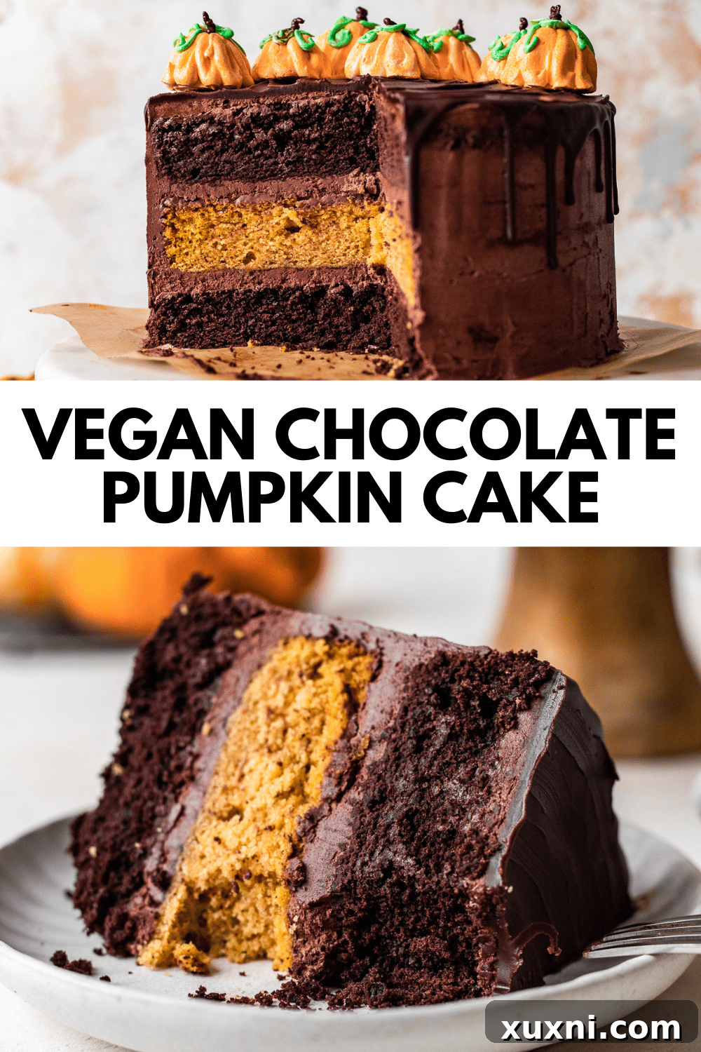 Moist Chocolate Pumpkin Cake (Vegan + Gluten Free) Pinterest pin