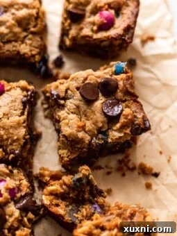 sliced vegan monster cookie bars