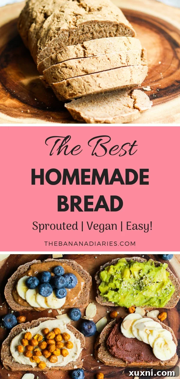 Perfect Homemade Vegan Sprouted Bread 9 The Best Homemade Bread | This is the best homemade bread that's completely vegan and made with sprouted flour! Plus, it's so easy to do on a Sunday morning! | #thebananadiaries #homemadebread #easybreadrecipe #vegan #healthybreadrecipe