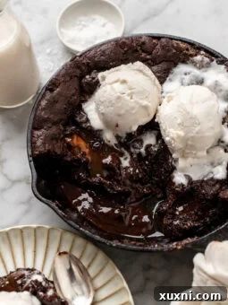 Caramel cookie skillet with vegan ice cream on top