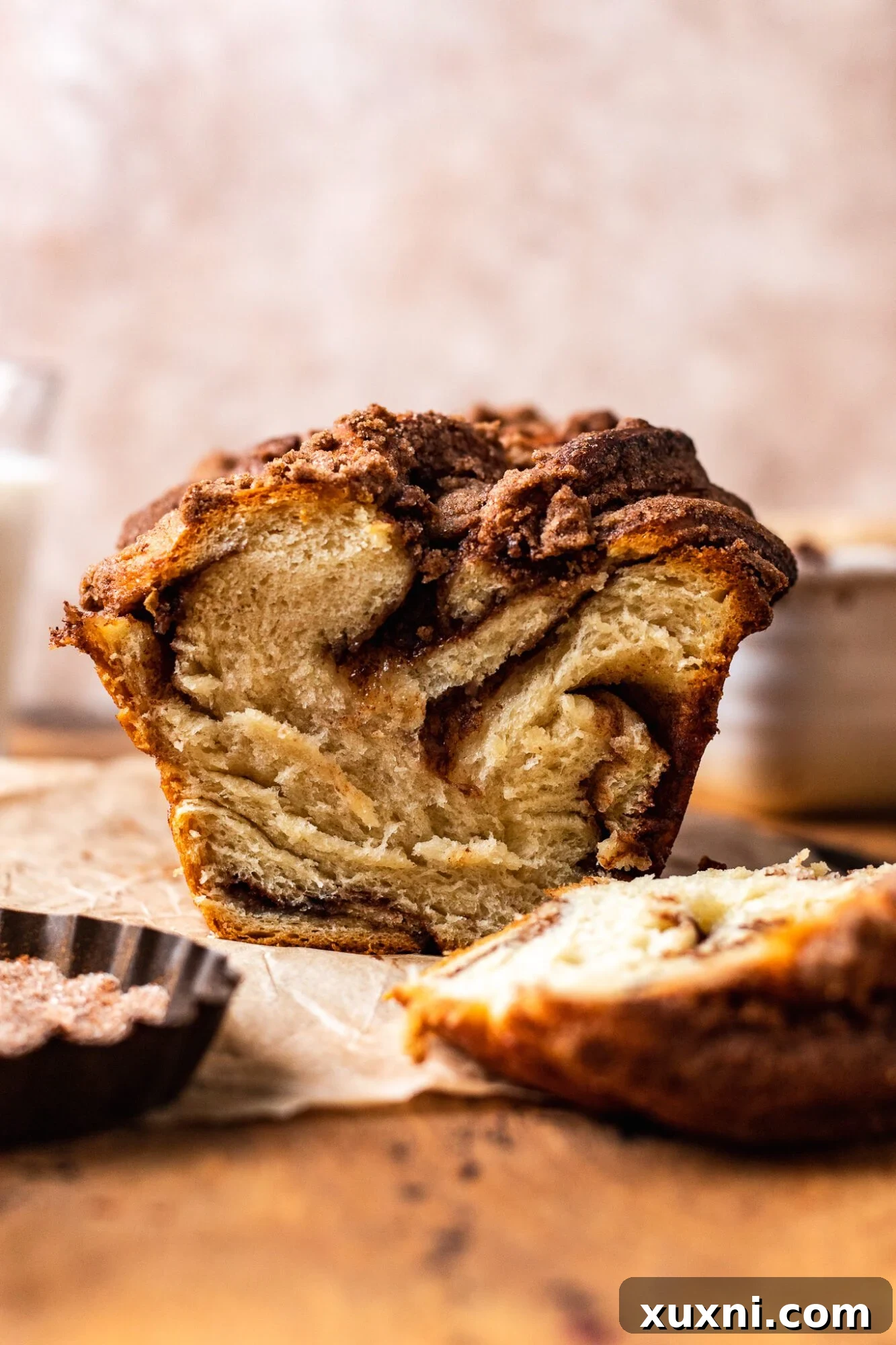 Pillowy Soft Cinnamon Vegan Babka Recipe 2 sliced vegan babka
