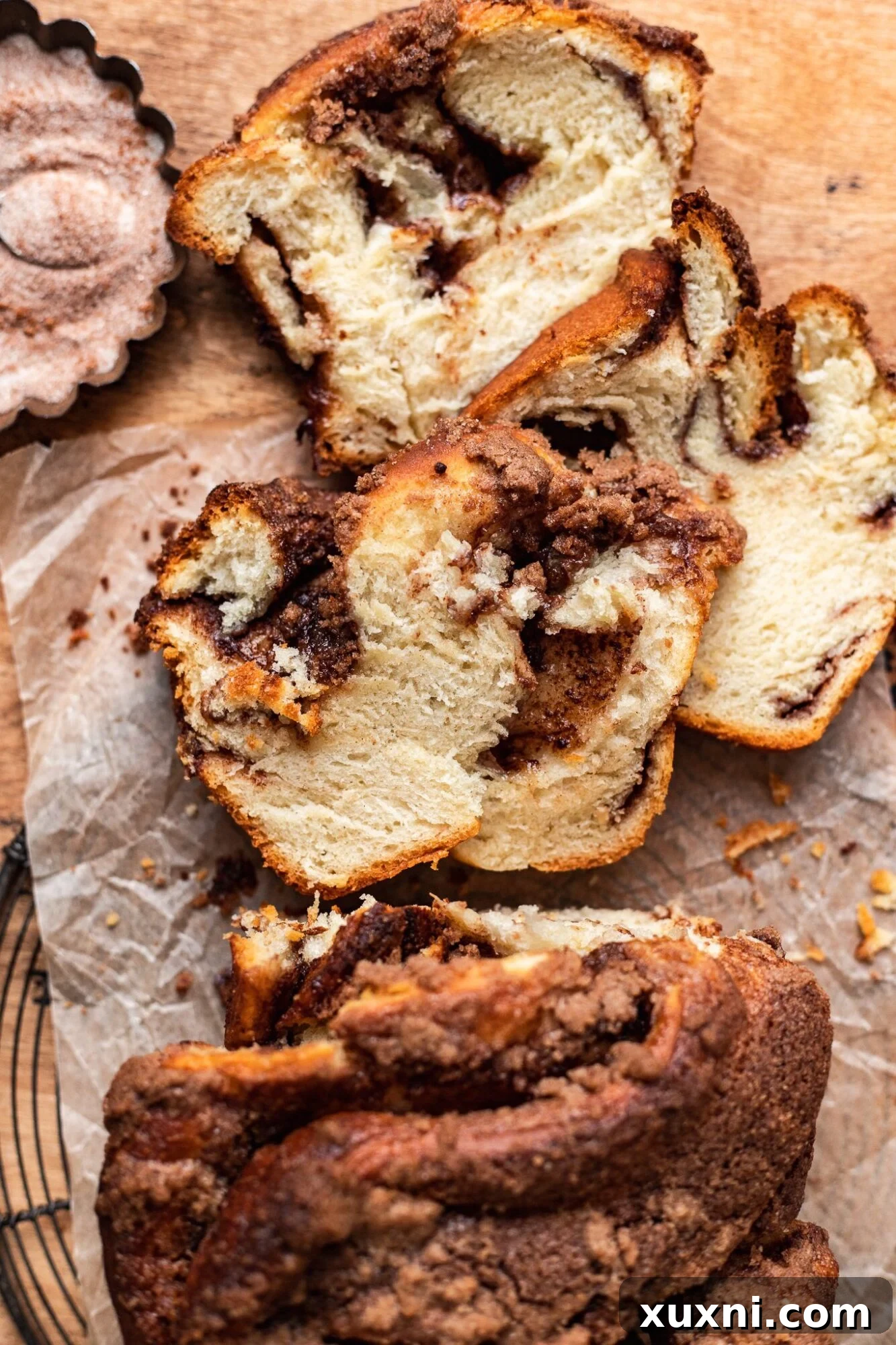 Pillowy Soft Cinnamon Vegan Babka Recipe 4 slice of vegan babka