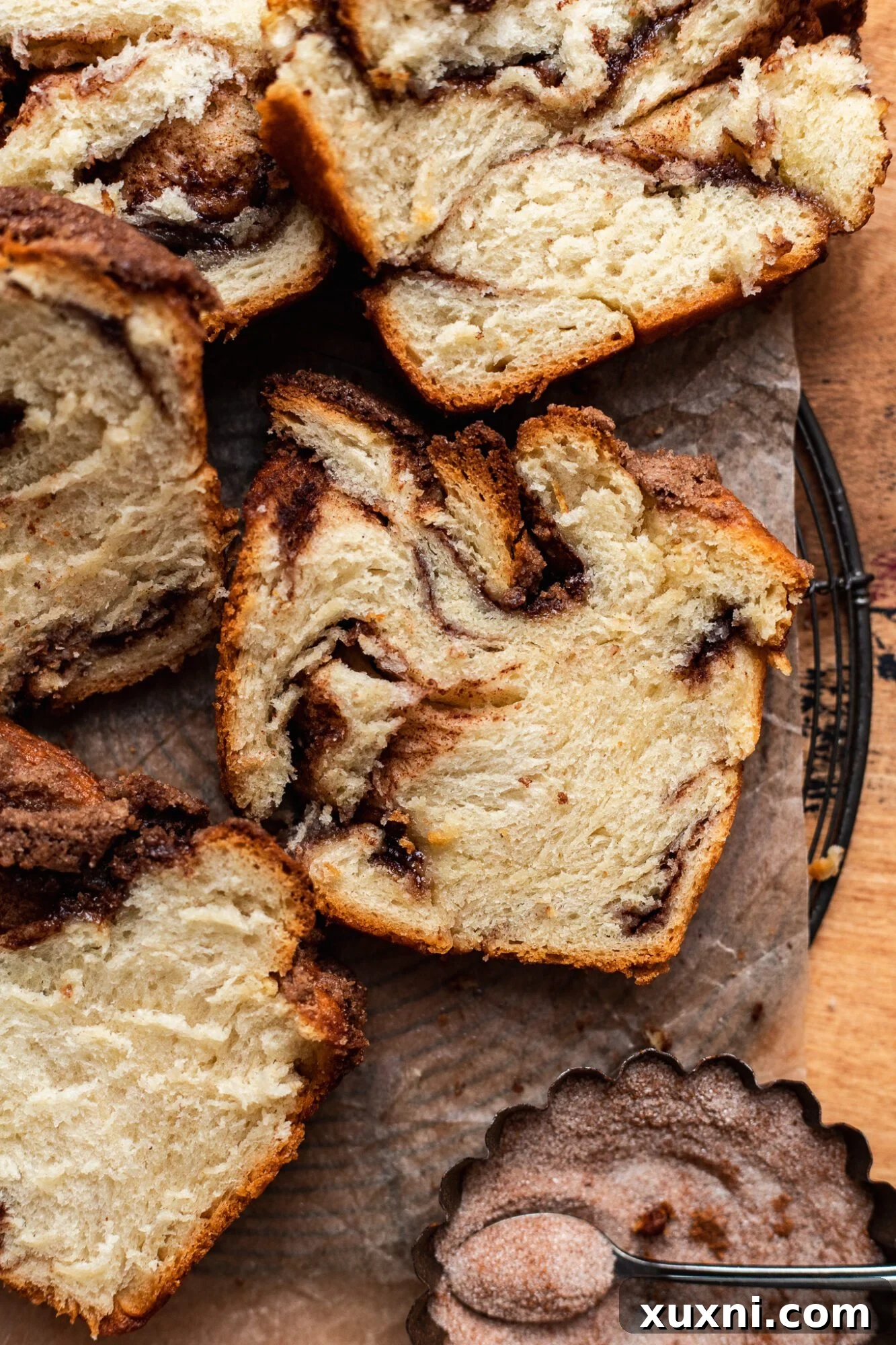 Pillowy Soft Cinnamon Vegan Babka Recipe 9 slice of cinnamon babka
