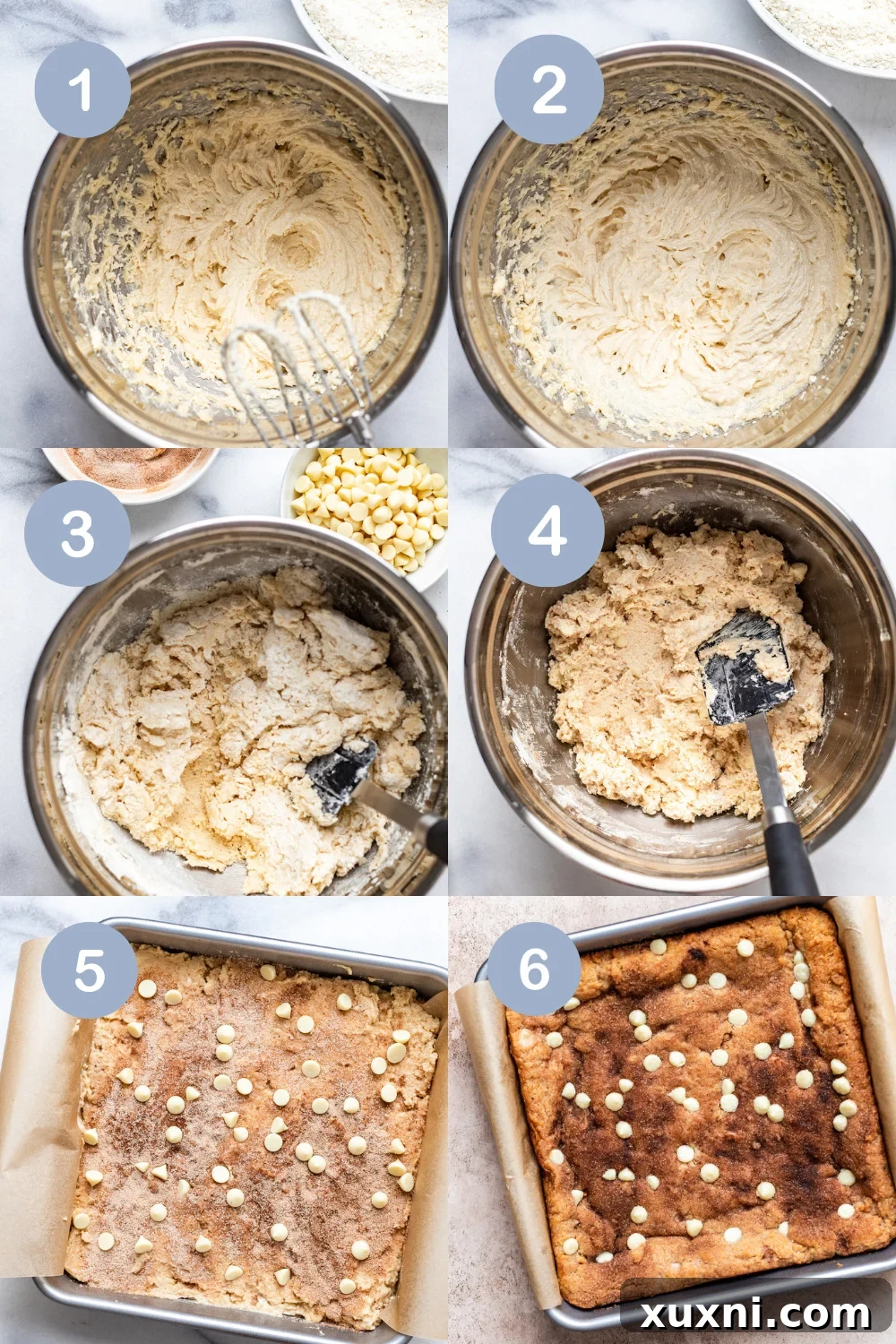 Steps on how to make vegan snickerdoodle blondies