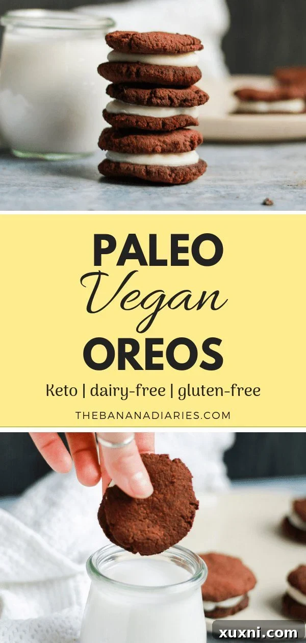 Pinterest image of paleo vegan Oreos
