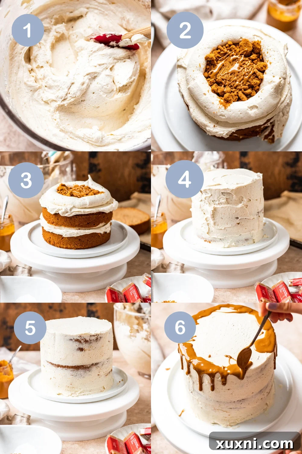 how to assemble a biscoff cake
