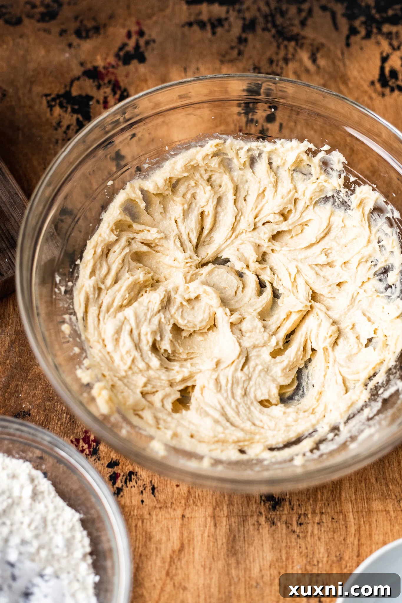 Creaming vegan butter and sugar for shortbread cookies